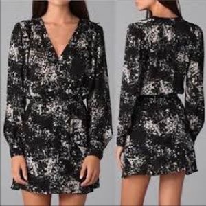 Parker XS Black and White Silk Mini Dress